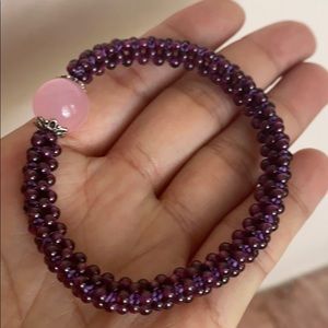 Like new garnet beads braided bracelet